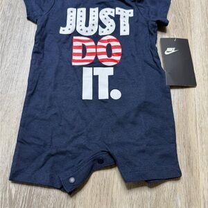 Nike Obsidian Blue Baby Romper with Bold Logo